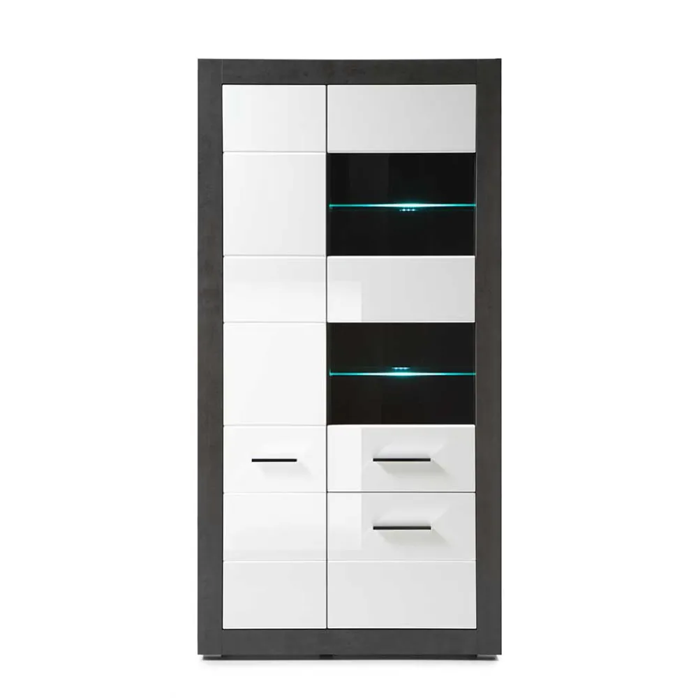 Wohnen Vitrinen|Schränke<3-türiger Wohnzimmer Schrank mit Glas - Istensa