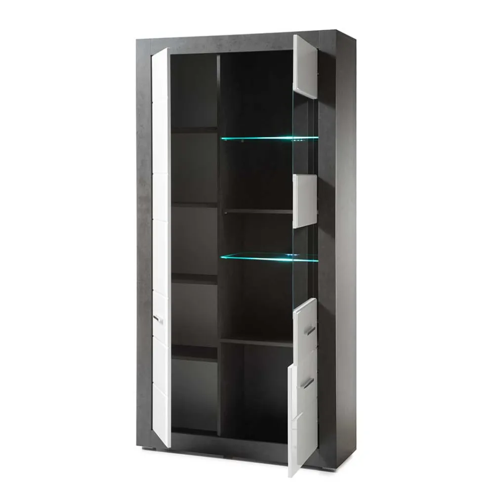 Wohnen Vitrinen|Schränke<3-türiger Wohnzimmer Schrank mit Glas - Istensa