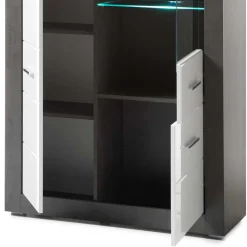 Wohnen Vitrinen|Schränke<3-türiger Wohnzimmer Schrank mit Glas - Istensa