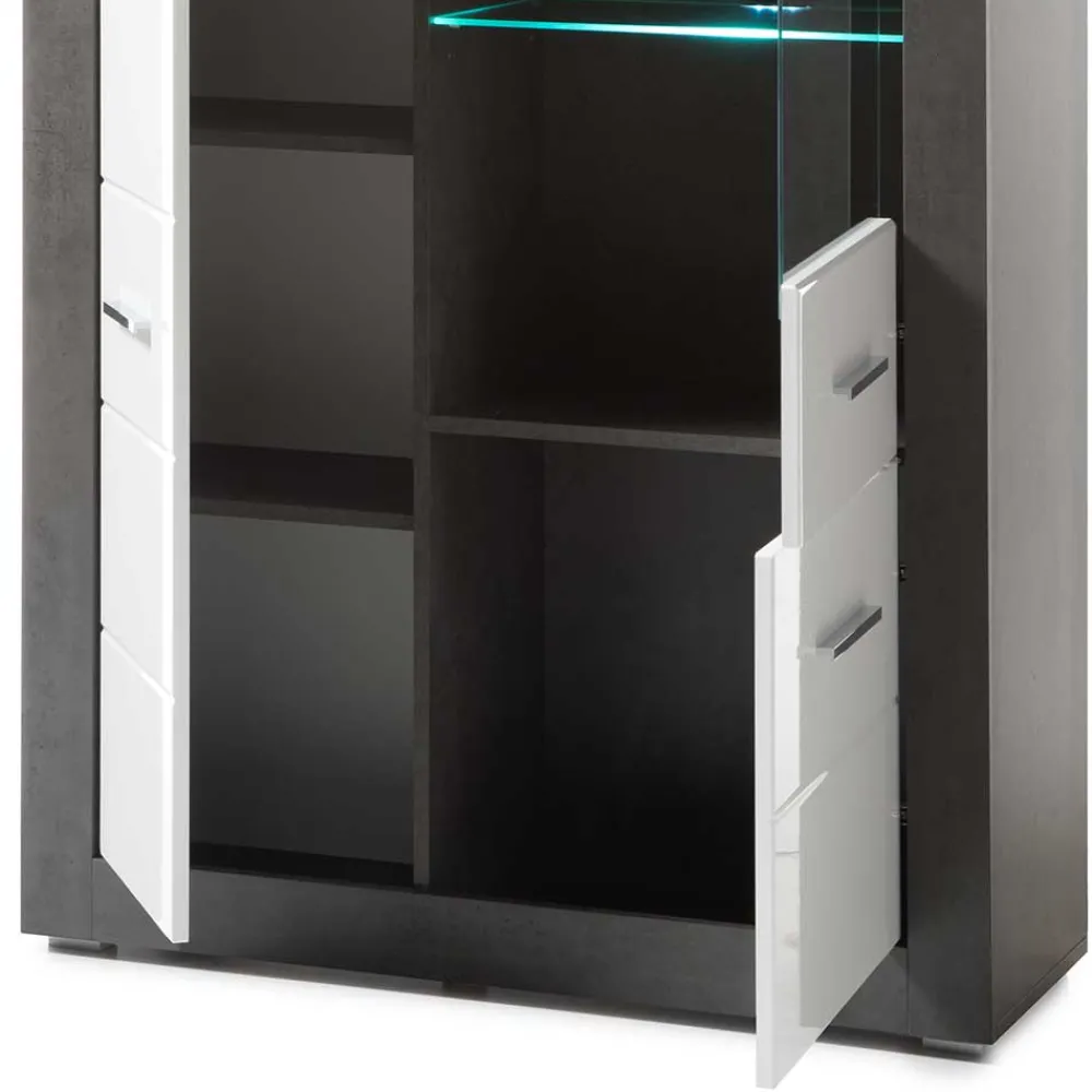 Wohnen Vitrinen|Schränke<3-türiger Wohnzimmer Schrank mit Glas - Istensa