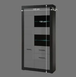 Wohnen Vitrinen|Schränke<3-türiger Wohnzimmer Schrank mit Glas - Istensa