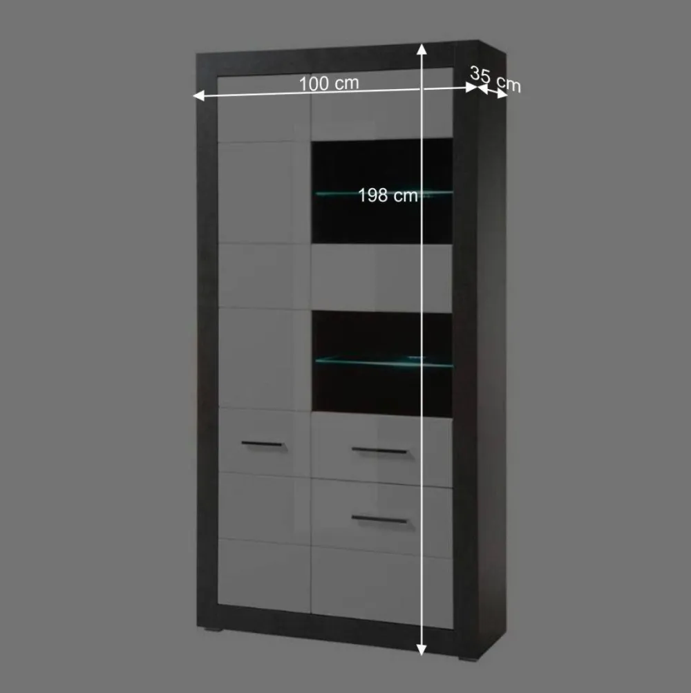 Wohnen Vitrinen|Schränke<3-türiger Wohnzimmer Schrank mit Glas - Istensa