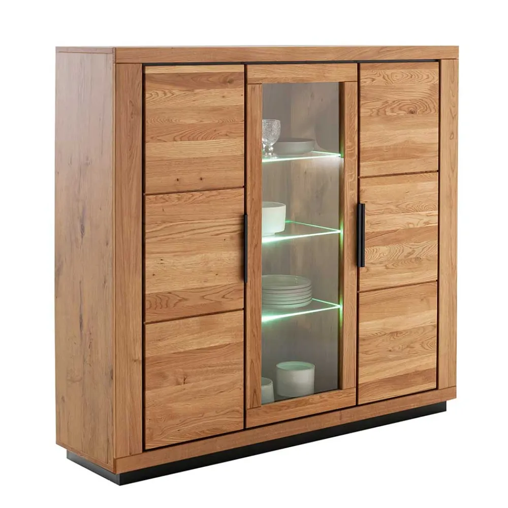 Wohnen Highboards|Vitrinen<3-türiger Wohnzimmerschrank 153x142x40 cm - Vlacoma