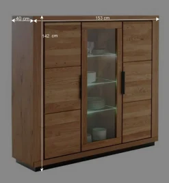 Wohnen Highboards|Vitrinen<3-türiger Wohnzimmerschrank 153x142x40 cm - Vlacoma