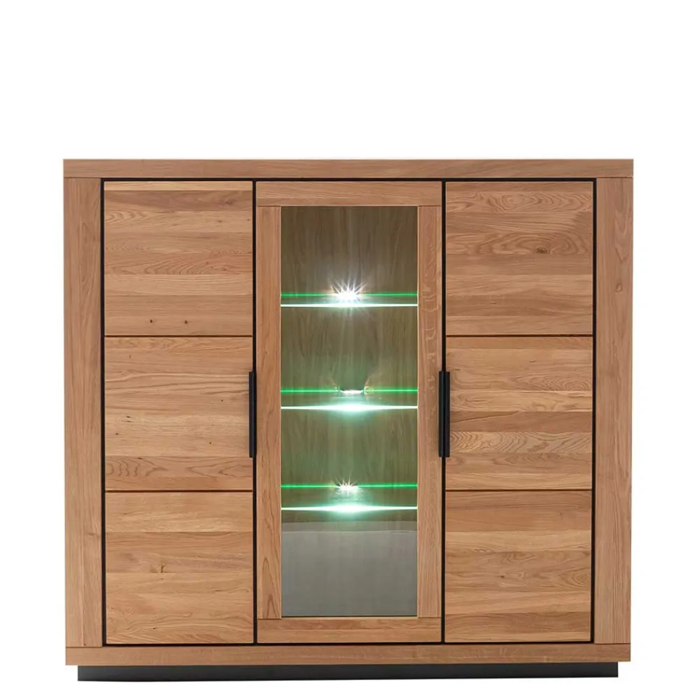 Wohnen Highboards|Vitrinen<3-türiger Wohnzimmerschrank 153x142x40 cm - Vlacoma
