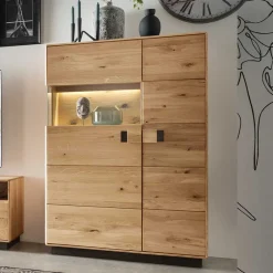 Wohnen Highboards|Schränke<2-türiger Wohnzimmerschrank mit LED Beleuchtung - Xeddos