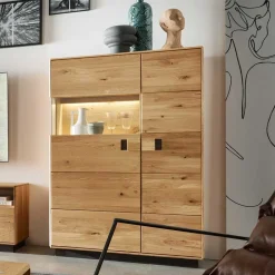 Wohnen Highboards|Schränke<2-türiger Wohnzimmerschrank mit LED Beleuchtung - Xeddos