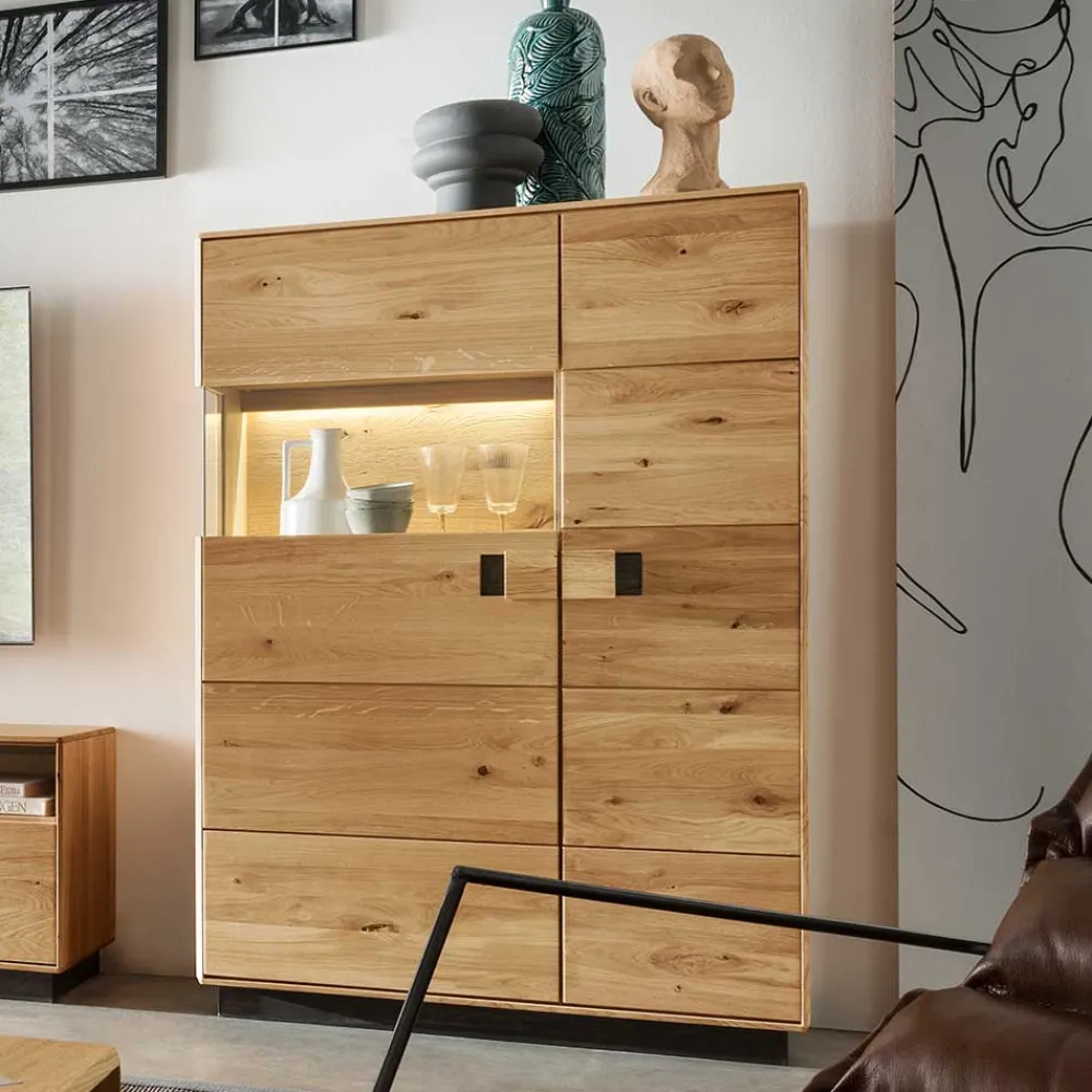 Wohnen Highboards|Schränke<2-türiger Wohnzimmerschrank mit LED Beleuchtung - Xeddos