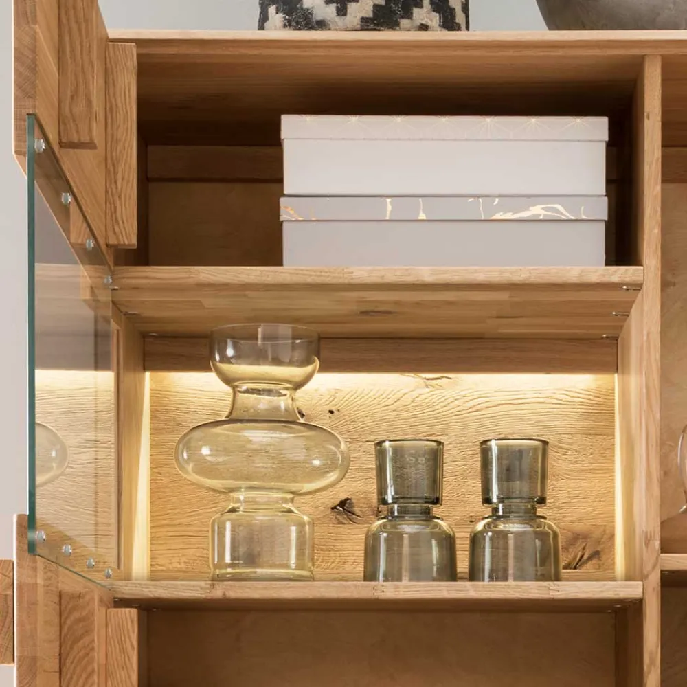 Wohnen Highboards|Schränke<2-türiger Wohnzimmerschrank mit LED Beleuchtung - Xeddos