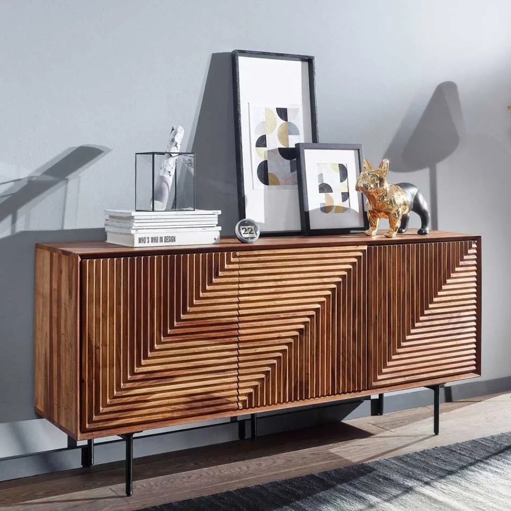 Wohnen Sideboards<3-türiges Designer Sideboard aus Massivholz - Madrino