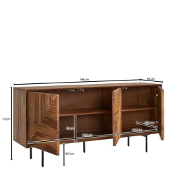 Wohnen Sideboards<3-türiges Designer Sideboard aus Massivholz - Madrino