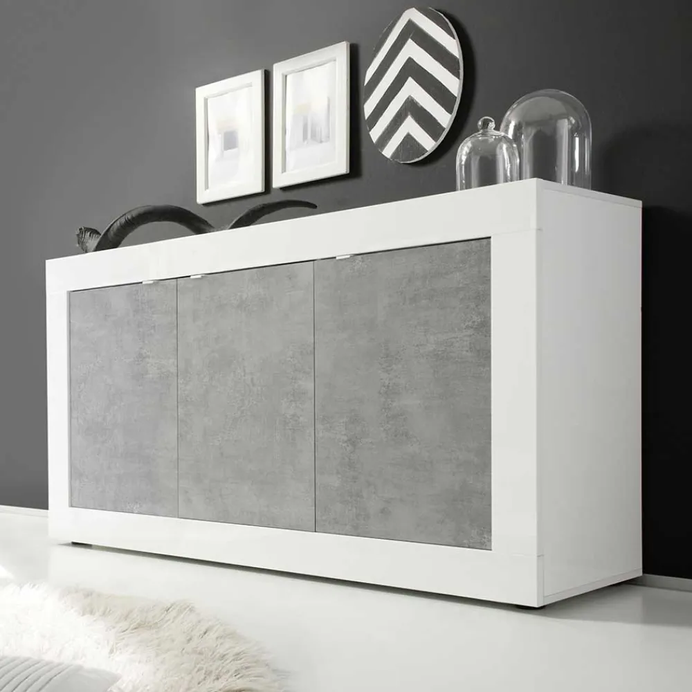 Wohnen Sideboards<3-türiges Design-Sideboard in Beton Dekor - Narandu