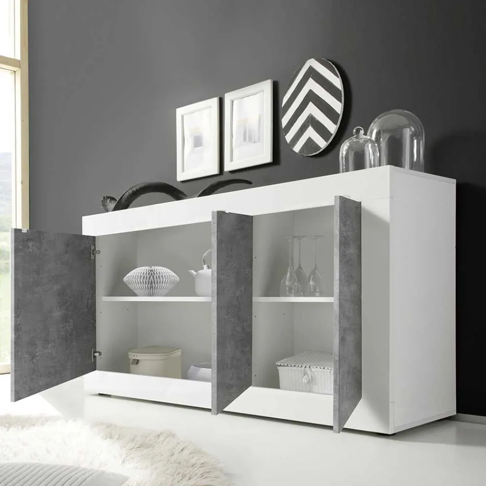Wohnen Sideboards<3-türiges Design-Sideboard in Beton Dekor - Narandu
