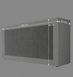 Wohnen Sideboards<3-türiges Design-Sideboard in Beton Dekor - Narandu