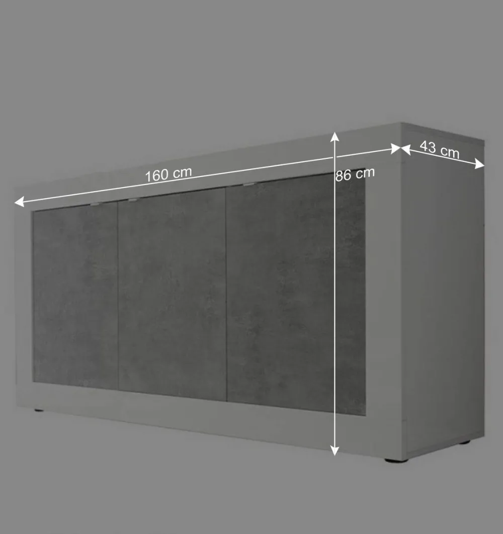 Wohnen Sideboards<3-türiges Design-Sideboard in Beton Dekor - Narandu