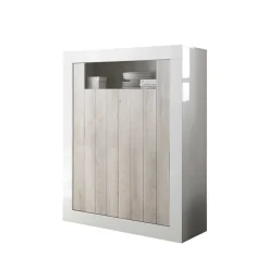 Wohnen Highboards<2-türiges Highboard in Dekor Pinie Weiß - Merenda