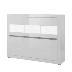 Wohnen Highboards|Kommoden<6-türiges Highboard in Weiß Hochglanz Mextra & Beton Dekor