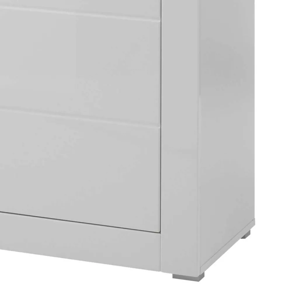 Wohnen Highboards|Kommoden<6-türiges Highboard in Weiß Hochglanz Mextra & Beton Dekor