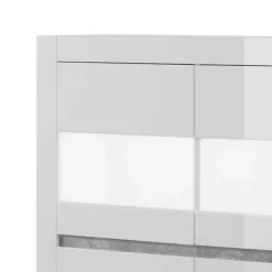 Wohnen Highboards|Kommoden<6-türiges Highboard in Weiß Hochglanz Mextra & Beton Dekor
