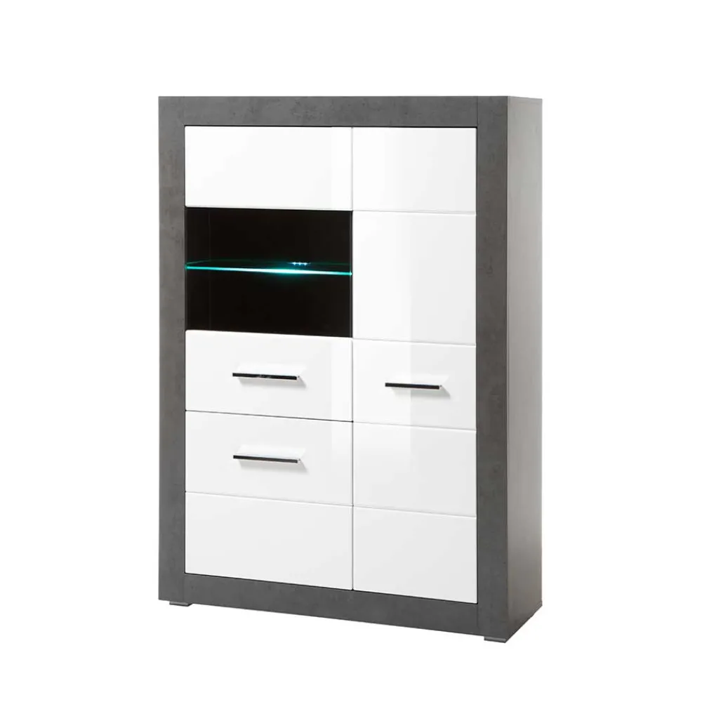 Wohnen Highboards|Vitrinen<3-türiges Highboard mit Glas Einsatz - Istensa
