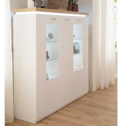 Wohnen Highboards|Vitrinen<3-türiges Highboard Vitrine beleuchtet LED - Caldri