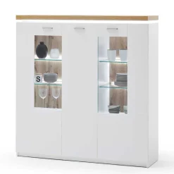 Wohnen Highboards|Vitrinen<3-türiges Highboard Vitrine beleuchtet LED - Caldri