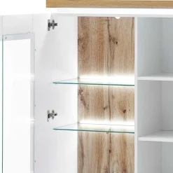 Wohnen Highboards|Vitrinen<3-türiges Highboard Vitrine beleuchtet LED - Caldri