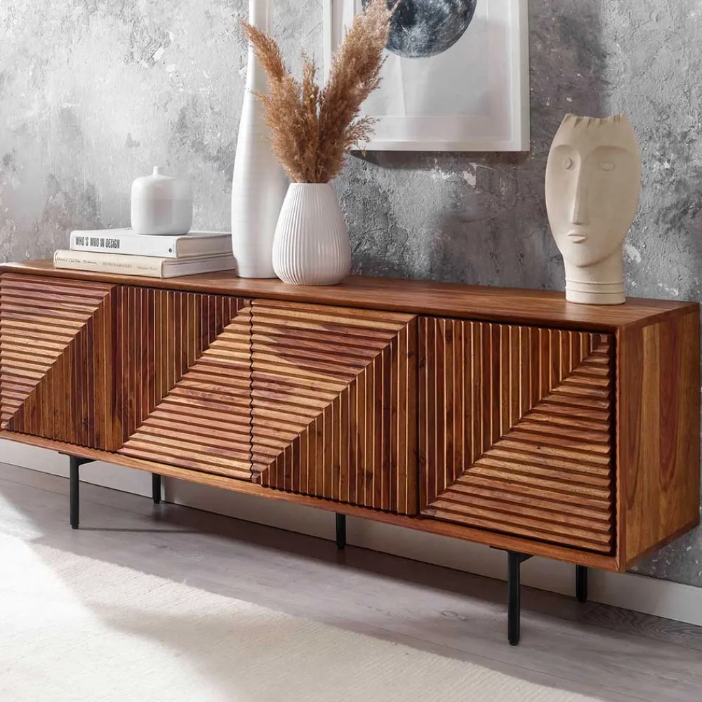 Wohnen Tv & Hifi-Möbel|Lowboards<4-türiges Massivholz Sideboard 140 cm breit - Surin