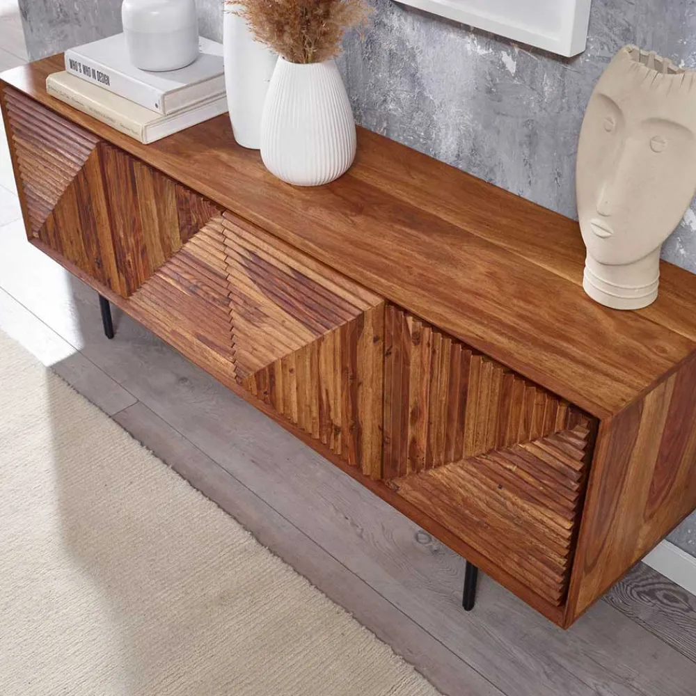Wohnen Tv & Hifi-Möbel|Lowboards<4-türiges Massivholz Sideboard 140 cm breit - Surin