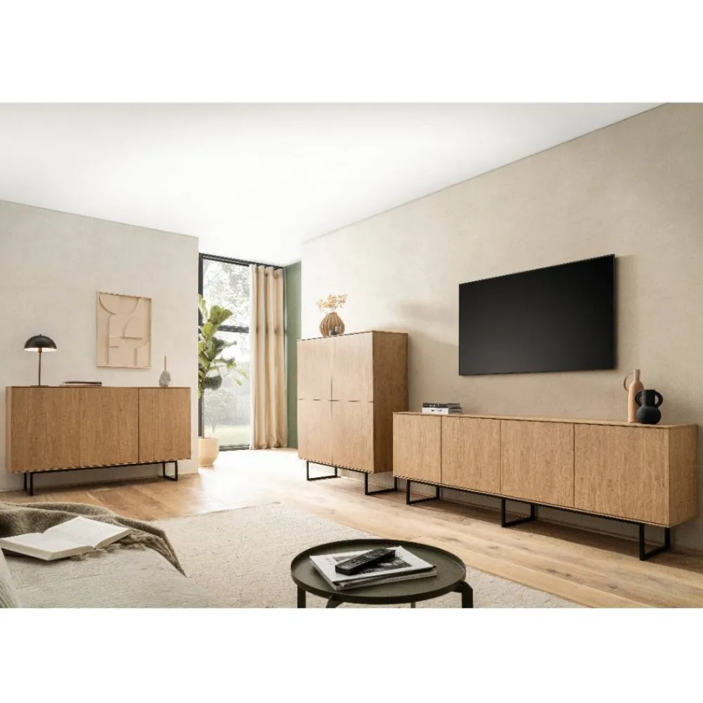 Wohnen Sideboards<3-türiges Sideboard in Eiche Stone - Jaskin
