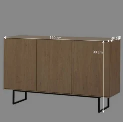 Wohnen Sideboards<3-türiges Sideboard in Eiche Stone - Jaskin