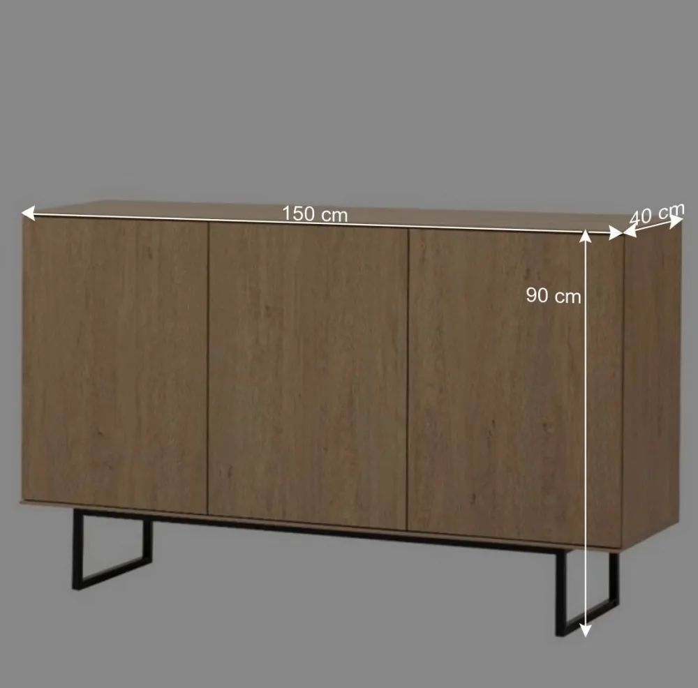Wohnen Sideboards<3-türiges Sideboard in Eiche Stone - Jaskin