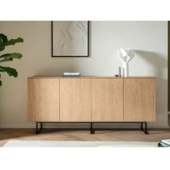 Wohnen Sideboards<4-türiges Sideboard in Eiche Stone - Jaskin