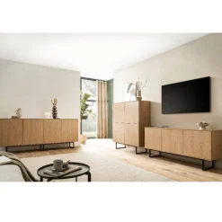 Wohnen Sideboards<4-türiges Sideboard in Eiche Stone - Jaskin