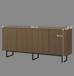 Wohnen Sideboards<4-türiges Sideboard in Eiche Stone - Jaskin
