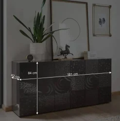 Wohnen Sideboards<3-türiges Sideboard in Grau Glanz lackiert - Ipatal