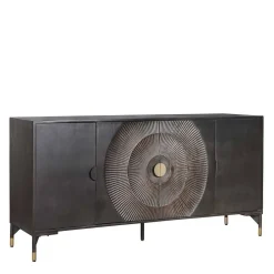 Wohnen Sideboards<4-türiges Sideboard in Schwarz und Messing - Alkatar