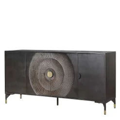 Wohnen Sideboards<4-türiges Sideboard in Schwarz und Messing - Alkatar