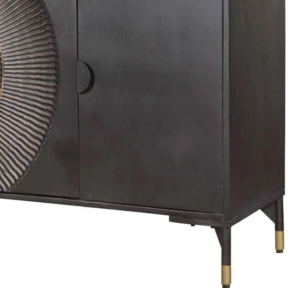 Wohnen Sideboards<4-türiges Sideboard in Schwarz und Messing - Alkatar