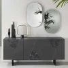 Wohnen Sideboards<3-türiges Sideboard mit Marmor Einsätzen Schwarz - Wakes