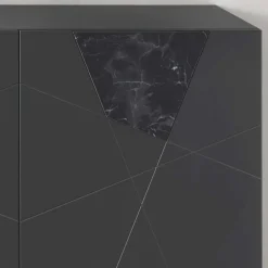 Wohnen Sideboards<3-türiges Sideboard mit Marmor Einsätzen Schwarz - Wakes