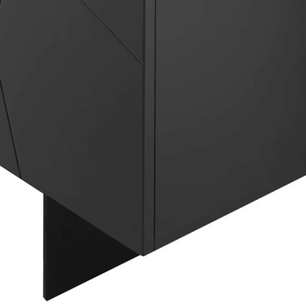 Wohnen Sideboards<3-türiges Sideboard mit Marmor Einsätzen Schwarz - Wakes