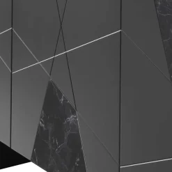 Wohnen Sideboards<3-türiges Sideboard mit Marmor Einsätzen Schwarz - Wakes