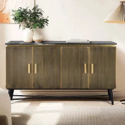 Wohnen Sideboards<4-türiges Sideboard mit Marmor Platte - Hayato