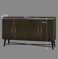 Wohnen Sideboards<4-türiges Sideboard mit Marmor Platte - Hayato