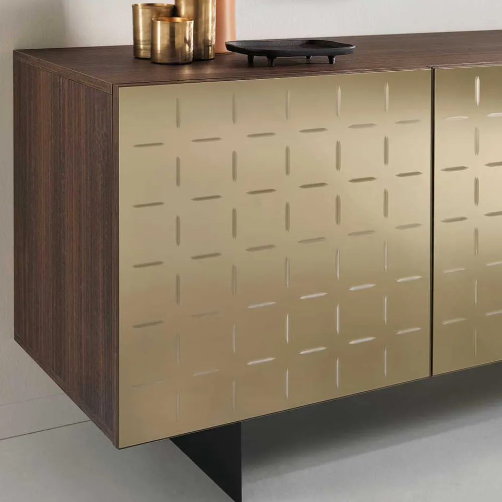 Wohnen Sideboards<3-türiges Sideboard mit Spiegel Front Bronze - Imarena
