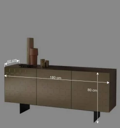 Wohnen Sideboards<3-türiges Sideboard mit Spiegel Front Bronze - Imarena