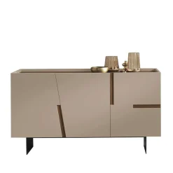 Wohnen Sideboards<3-türiges Sidebodard in Taupe und Teak - Cadiz