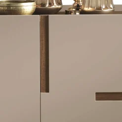 Wohnen Sideboards<3-türiges Sidebodard in Taupe und Teak - Cadiz
