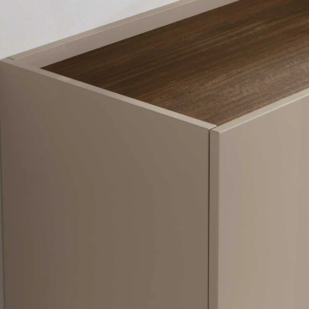 Wohnen Sideboards<3-türiges Sidebodard in Taupe und Teak - Cadiz